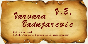 Varvara Badnjarević vizit kartica